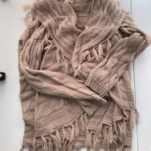 Tan cardigan, 2x with fringe, super soft and cozy